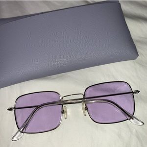 Purple sunglasses with case